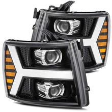 Load image into Gallery viewer, AlphaRex 07-13 Chevy 1500 LUXX LED Proj Headlights Plank Style Jet Blk w/ Activ Light/Seq Signal/DRL - Corvette Realm