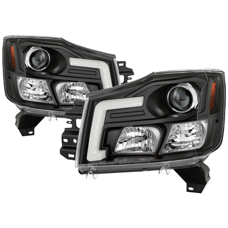 Spyder 04-15 Nissan Titan / 04-07 Nissan Armada V2 Projector Headlights - Black PRO-YD-NTI04-DRL-BK