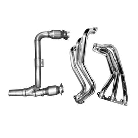 BBK 07-11 Jeep 3.8 V6 Long Tube Exhaust Headers And Y Pipe And Converters - 1-5/8 Silver Ceramic - Corvette Realm