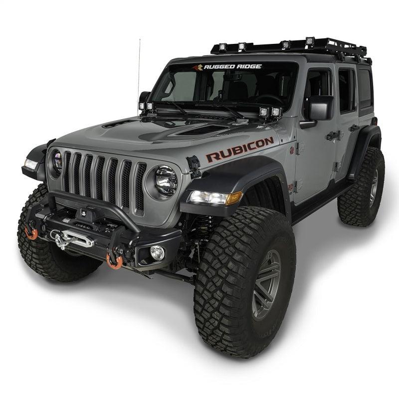 Rugged Ridge 18-20 Jeep Wrangler JL/JT Arcus Front Bumper Set w/ Overrider - Corvette Realm