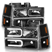 Load image into Gallery viewer, ANZO 88-98 Chevrolet C1500 Crystal Headlights w/ Light Bar Black Housing w/ Signal Side Markers 8Pcs - Corvette Realm