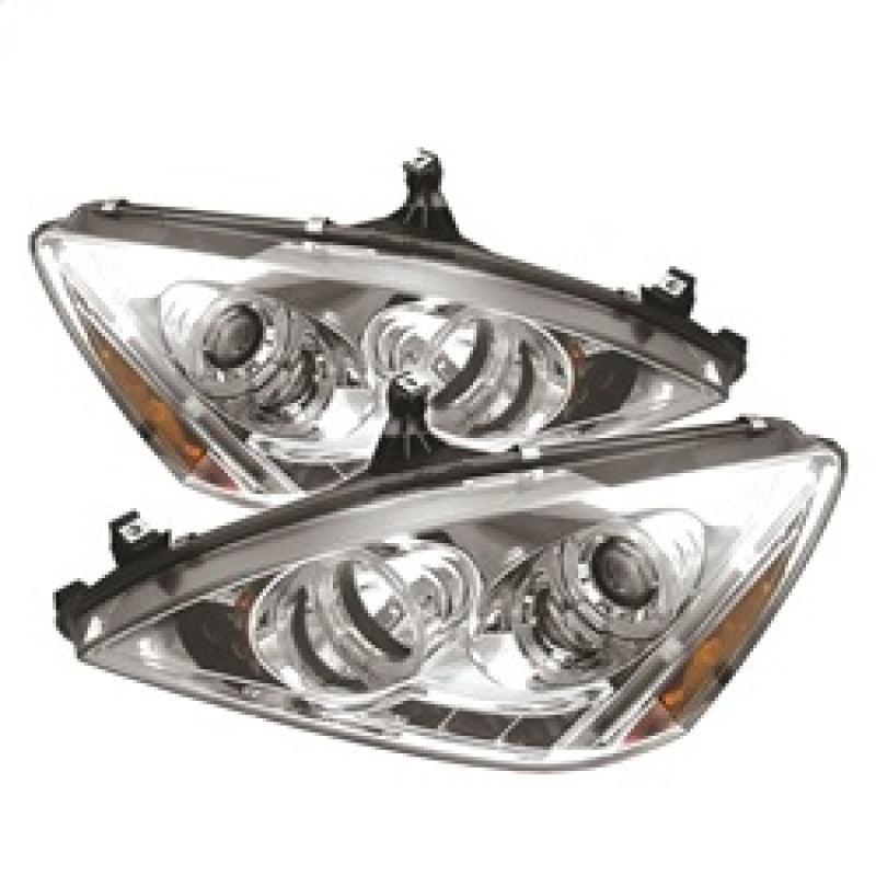 Spyder Honda Accord 03-07 Projector Headlights LED Halo Amber Reflctr LED Chrm PRO-YD-HA03-AM-C - Corvette Realm