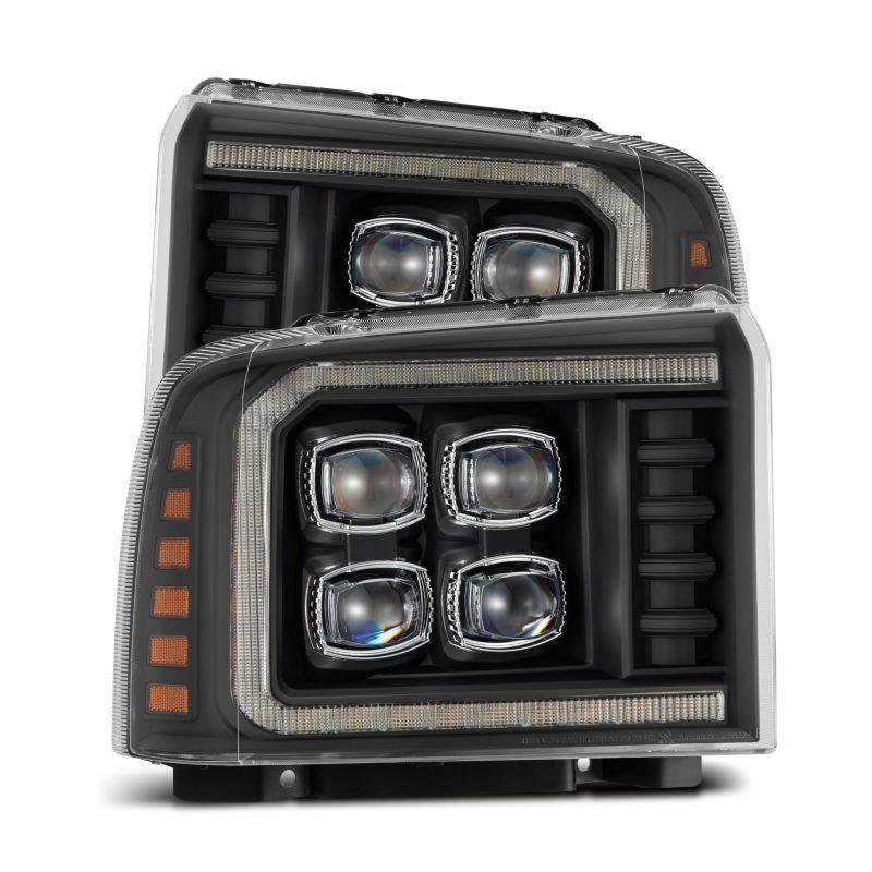 AlphaRex 05-07 Ford F250/350/450/550 Super Duty NOVA LED Proj HL Blk w/Actv Light & Seq Sig + SB DRL - Corvette Realm
