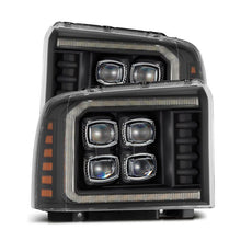 Load image into Gallery viewer, AlphaRex 05-07 Ford F250/350/450/550 Super Duty NOVA LED Proj HL Blk w/Actv Light &amp; Seq Sig + SB DRL - Corvette Realm