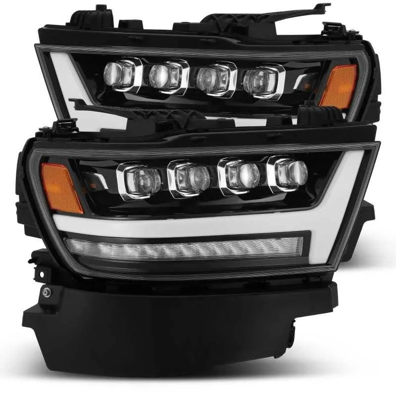 AlphaRex 19-20 Ram 1500HD NOVA LED Proj Headlights Plank Style Gloss Blk w/Activ Lght/Seq Signal/DRL - Corvette Realm
