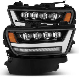AlphaRex 19-20 Ram 1500HD NOVA LED Proj Headlights Plank Style Gloss Blk w/Activ Lght/Seq Signal/DRL - Corvette Realm