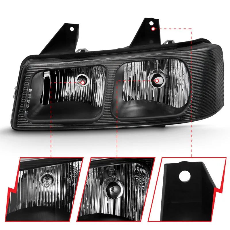 ANZO 2003-2017 Chevy Express Crystal Headlight Black - Corvette Realm