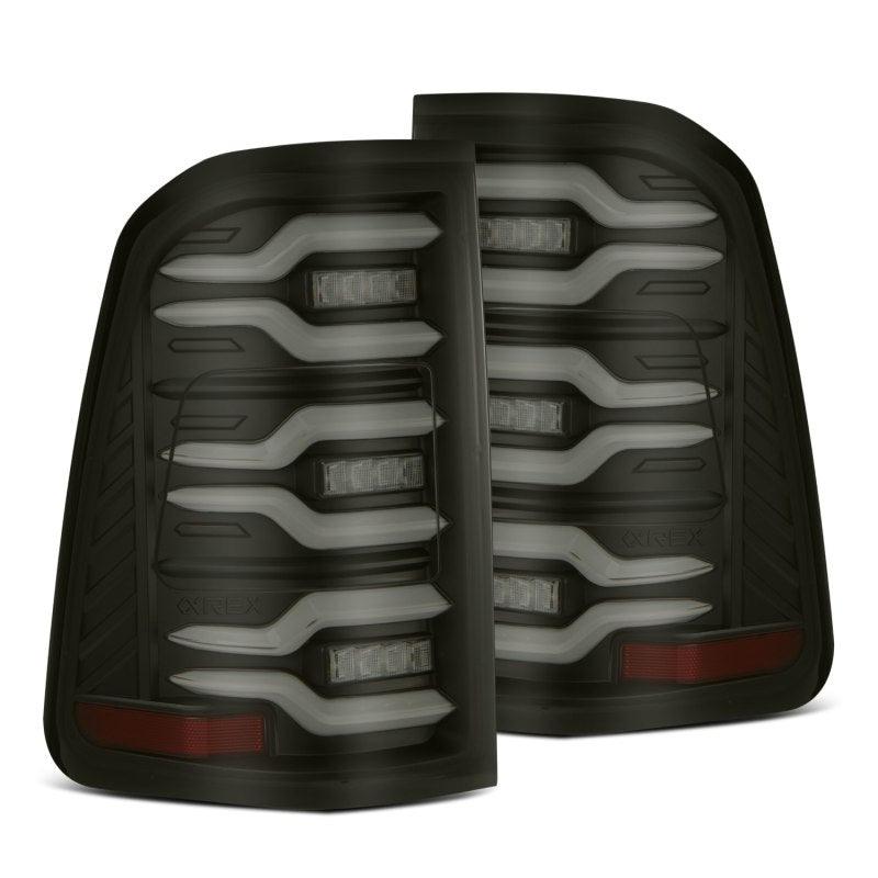 AlphaRex 19-21 Dodge Ram 1500 Luxx-Series LED Tail Lights Black w/Activ Light/Seq Signal - Corvette Realm