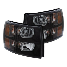 ANZO 2007-2013 Chevrolet Silverado Crystal Headlights Black - Corvette Realm