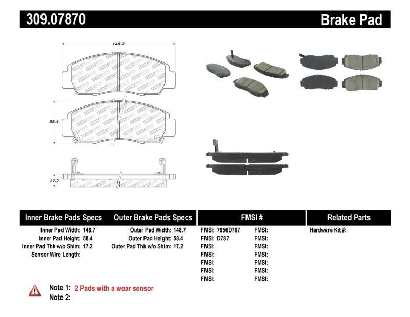 StopTech Performance 04-09 Acura TSX / 09 Accord V6 Coupe ONLY Front Brake Pads - Corvette Realm