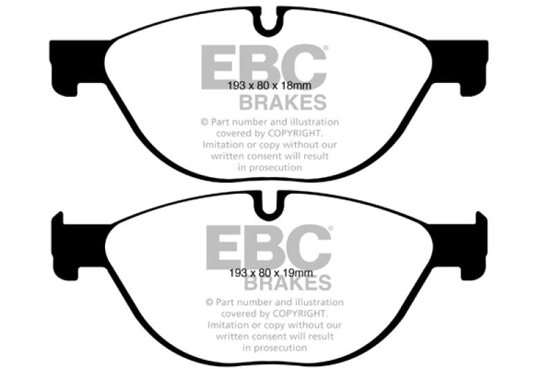 EBC 12-13 BMW 528 2.0 Turbo (F10) Performance Yellowstuff Front Brake Pads - Corvette Realm