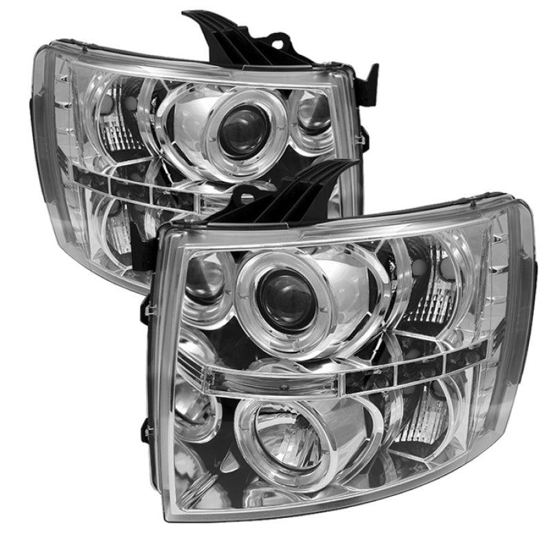 Spyder Chevy Silverado 1500 07-13 Projector Headlights LED Halo LED Chrm PRO-YD-CS07-HL-C - Corvette Realm