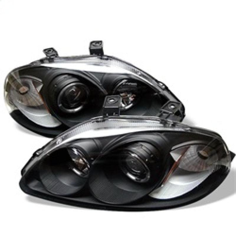 Spyder Honda Civic 96-98 Projector Headlights LED Halo Amber Reflctr Blk PRO-YD-HC96-AM-BK - Corvette Realm