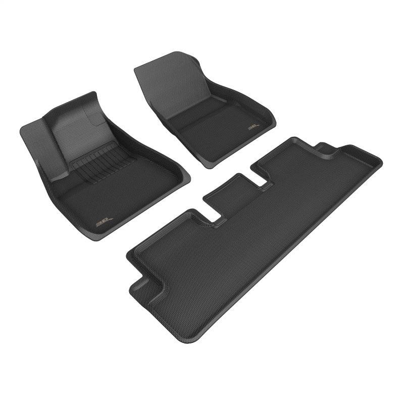 3D MAXpider 20-22 Tesla Model 3 Kagu 1st & 2nd Row Floormats - Black - Corvette Realm