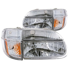 ANZO 1995-2001 Ford Explorer Crystal Headlights Chrome w/ Corner Lights 2pc - Corvette Realm