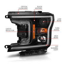 Load image into Gallery viewer, ANZO 2018-2020 Ford F-150 Projector Headlight w/ Plank Style Switchback Black Housing - Corvette Realm
