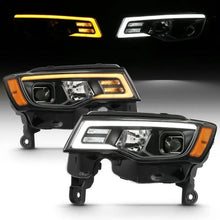 Load image into Gallery viewer, ANZO 2017-2018 Jeep Grand Cherokee Projector Headlights w/ Plank Style Switchback - Black w/ Amber - Corvette Realm