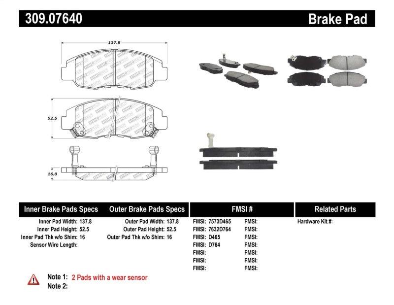 StopTech Performance 98-02 Honda Accord Coupe/Sedan 4cyl Rear Drum/Disc Front Brake Pads - Corvette Realm