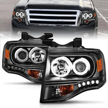 Load image into Gallery viewer, ANZO 2007-2014 Ford Expedition Projector Headlights w/ Halo Black - Corvette Realm