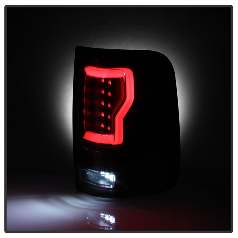 Spyder 04-08 Ford F-150 Projector Tail Lights - Light Bar DRL LED - Black ALT-YD-FF15004V2-LBLED-BK