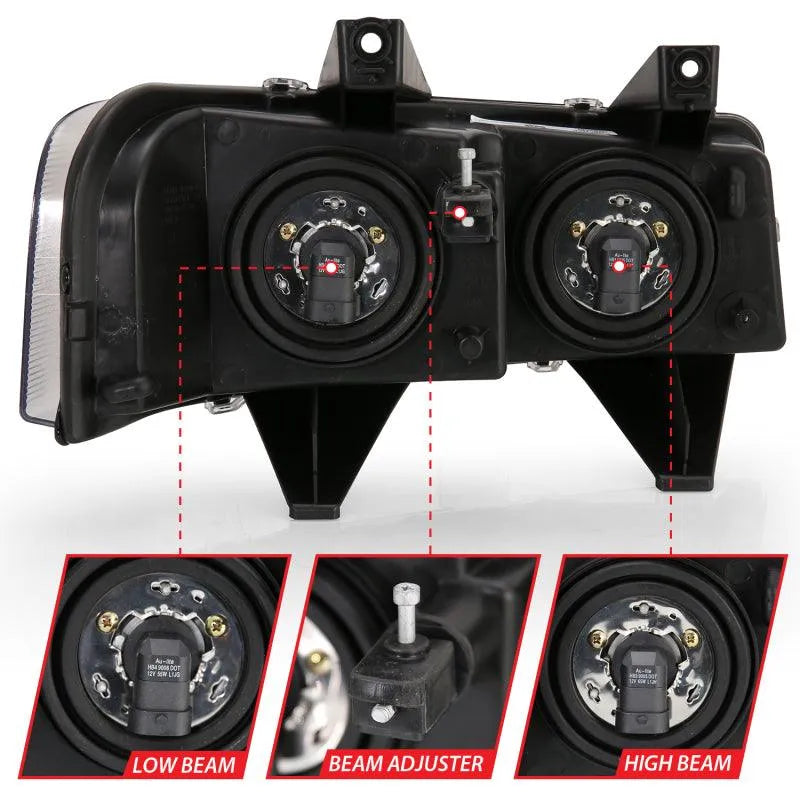 ANZO 2003-2017 Chevy Express Crystal Headlight Black - Corvette Realm