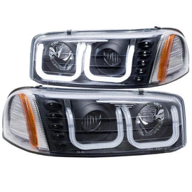 ANZO 1999-2006 Gmc Sierra 1500 Projector Headlights w/ U-Bar Black - Corvette Realm