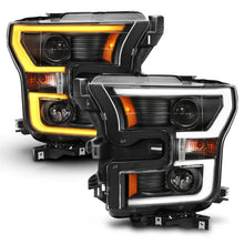 Load image into Gallery viewer, ANZO 2015-2017 Ford F-150 Projector Headlights w/ Plank Style Switchback Black w/ Amber - Corvette Realm