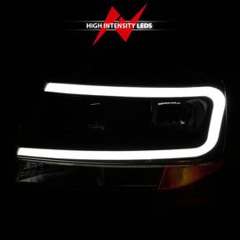 ANZO 99-04 Jeep Grand Cherokee Crystal Headlights - w/ Light Bar Black Housing - Corvette Realm