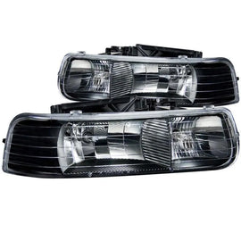 ANZO 1999-2002 Chevrolet Silverado 1500 Crystal Headlights Black - Corvette Realm