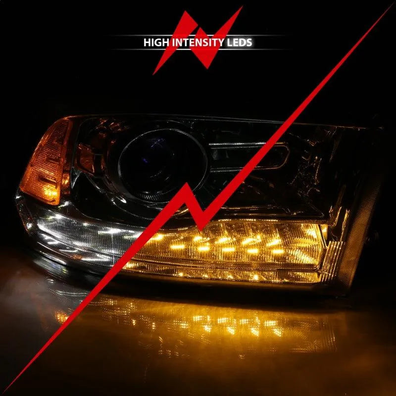 ANZO 2009-2018 Dodge Ram 1500 Projector Plank Style Switchback H.L Halo Chrome Amber (OE Style) - Corvette Realm