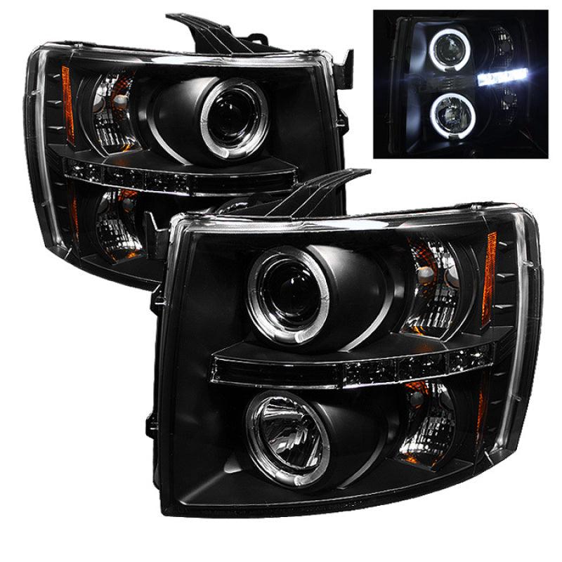 Spyder Chevy Silverado 1500 07-13 Projector Headlights LED Halo LED Blk PRO-YD-CS07-HL-BK - Corvette Realm