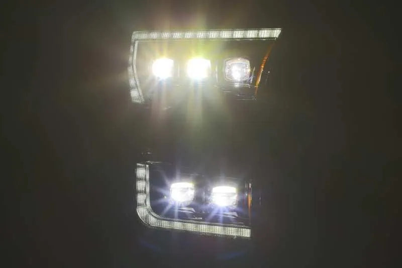 AlphaRex 17-20 Ford Raptor NOVA LED Proj Headlights Plank Style Alpha Black w/Activ Light/Seq Signal - Corvette Realm