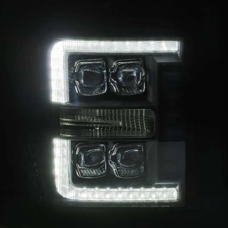 AlphaRex 11-16 Ford F-350 SD NOVA LED Proj Headlights Plank Style Chrm w/Activ Light/Seq Signal - Corvette Realm