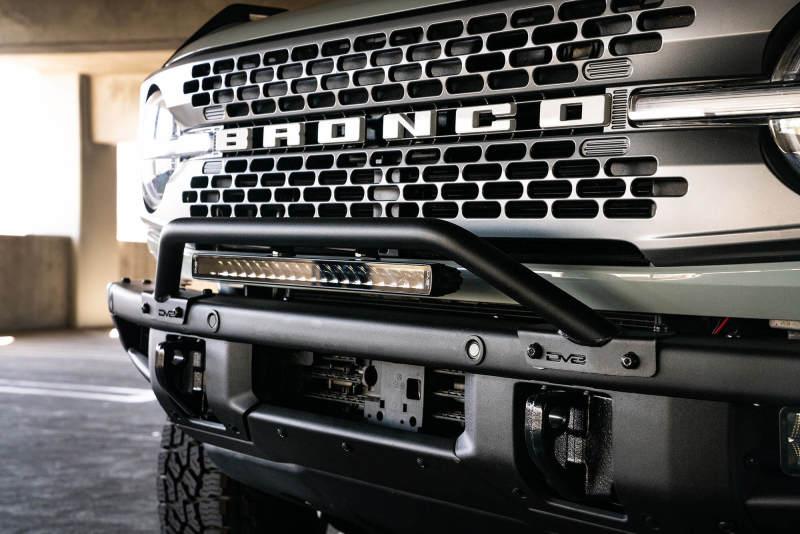 DV8 Offroad 2021-2022 Ford Bronco (Not For Factory Plastic Bumper) Factory Bumper Bull Bar - Black - Corvette Realm
