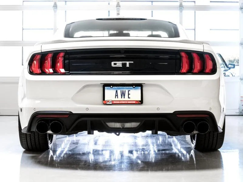 AWE Tuning 2018+ Ford Mustang GT (S550) Cat-back Exhaust - Touring Edition (Quad Diamond Black Tips) - Corvette Realm