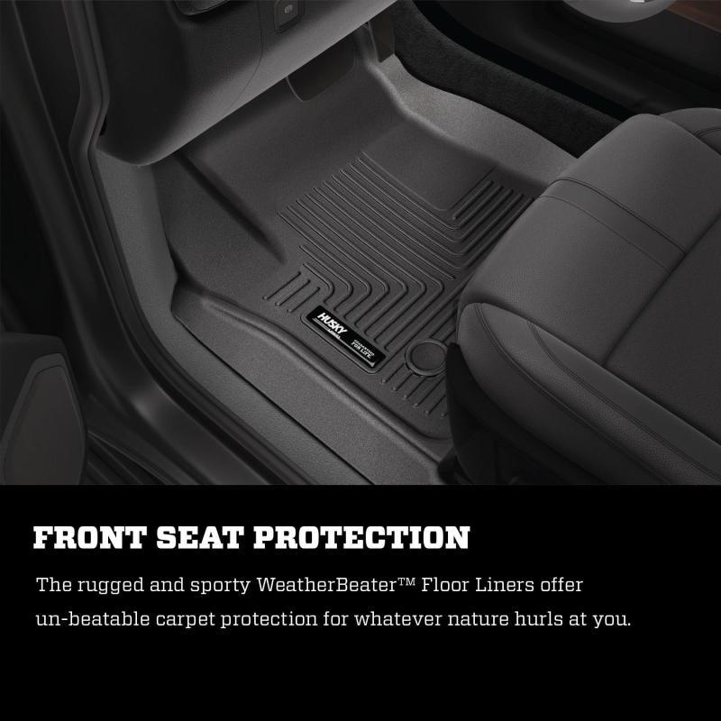 Husky Liners 19-20 Chevy Silverado WeatherBeater Black Floor Liners - Front - Corvette Realm