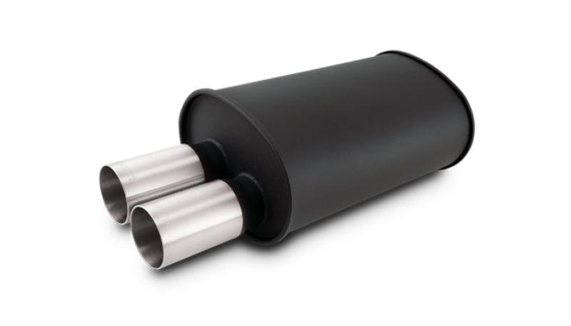 Vibrant Streetpower Flat Blk Muffler 9.5x6.75x15in Body Inlet ID 3in Tip OD 3in w/Dual Straight Tips - Corvette Realm