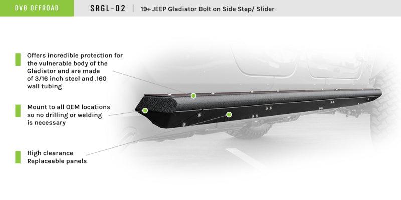 DV8 Offroad 2019+ Jeep Gladiator Side Step/Sliders - Corvette Realm