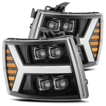 Load image into Gallery viewer, AlphaRex 07-13 Chevy 1500HD(NewBody) NOVA LED Proj Headlight Plank Sty Glos Blk w/Activ Lite/Seq Sig - Corvette Realm