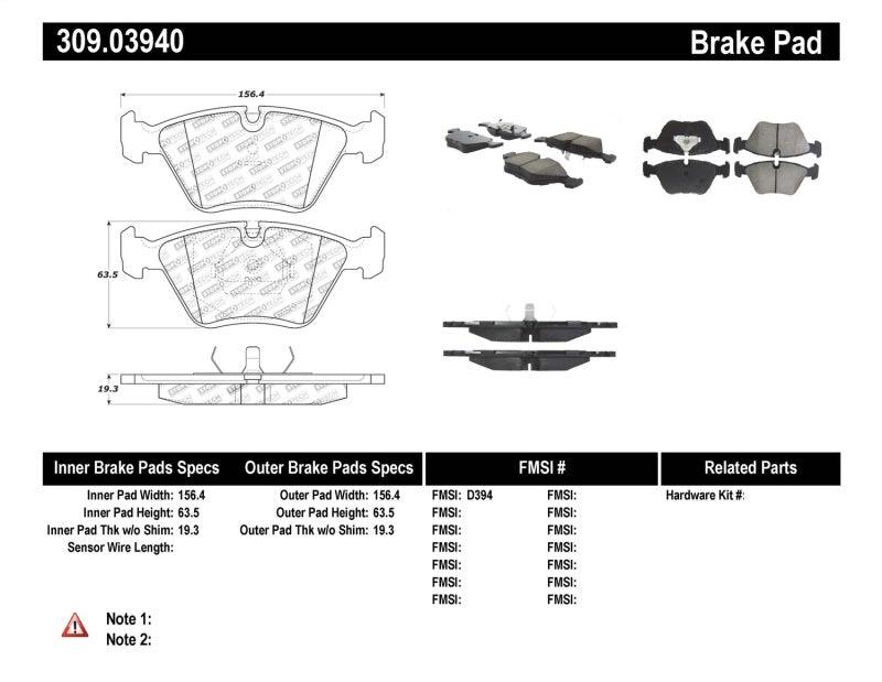 StopTech 95-99 BMW M3 / 01-07 M3 E46 / 89-93 M5 / 98-02 Z3 M series / 93-95 530 Front Brake Pads - Corvette Realm