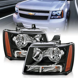 ANZO 2007-2014 Chevrolet Tahoe/Suburban Crystal Headlights Black - Corvette Realm