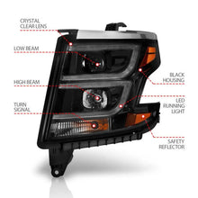 Load image into Gallery viewer, ANZO 2015-2020 Chevy Tahoe Projector Headlights Plank Style Black w/DRL - Corvette Realm