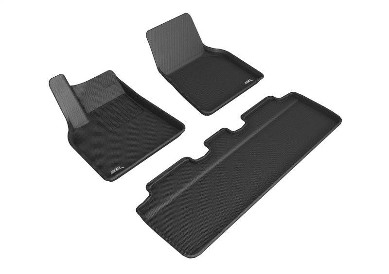 3D MAXpider 21-22 Tesla Model Y 1st & 2nd Row Floormats - Black - Corvette Realm