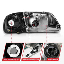 Load image into Gallery viewer, ANZO 1997-2003 Ford F150 Crystal Headlight Black w/ Parking Light - Corvette Realm