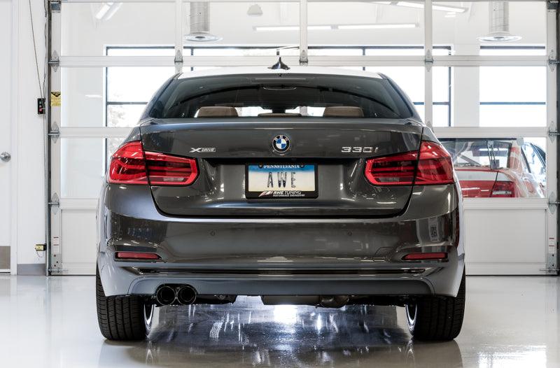 AWE Tuning BMW F3X 28i / 30i Touring Edition Axle-Back Exhaust Single Side - 80mm Black Tips - Corvette Realm