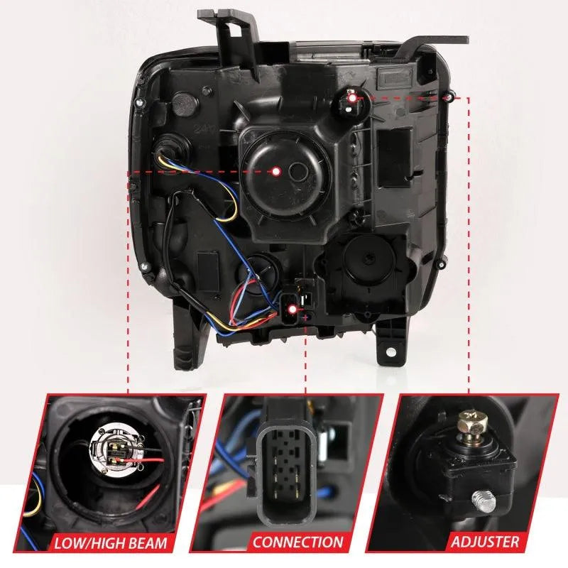 ANZO 2014-2015 Gmc Sierra 1500HD Projector Plank Style Headlight Black W/ Drl - Corvette Realm