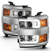 Load image into Gallery viewer, ANZO 2015-2016 Chevrolet Silverado Projector Headlights w/ Plank Style Design Chrome w/ Amber - Corvette Realm