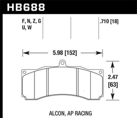 Hawk AP Racing/Alcon Performance Ceramic Racing Front Brake Pads w/0.710in Thickness - Corvette Realm