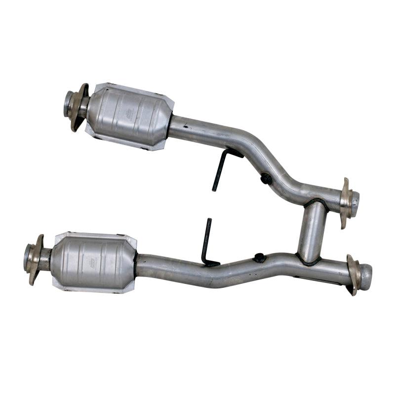 BBK 96-04 Mustang 4.6 GT / Cobra Short Mid H Pipe w Catalytic Converters 2-1/2 For Long Tube Headers - Corvette Realm