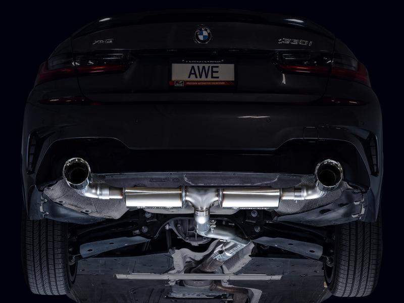 AWE 19-23 BMW 330i / 21-23 BMW 430i Base G2X Touring Axle Back Exhaust - Chrome Silver - Corvette Realm